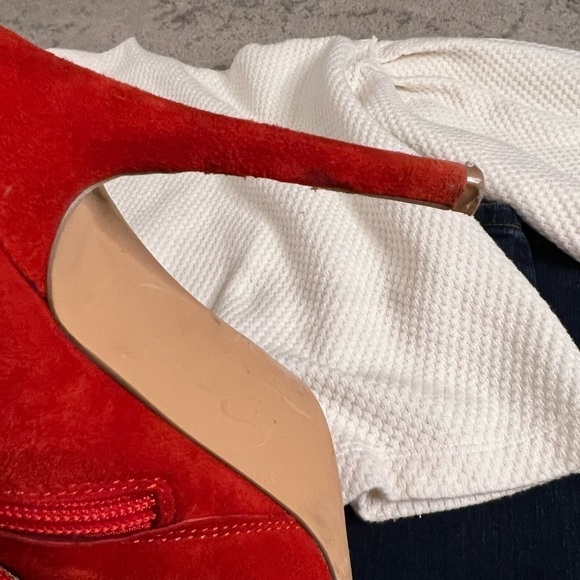 Steve Madden red suede heel booties Sz 8.5 - Picture 8 of 8